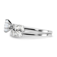 Sterling Silver Rhodium-plated 6-Prong CZ Engagement Ring and Band Set - 2