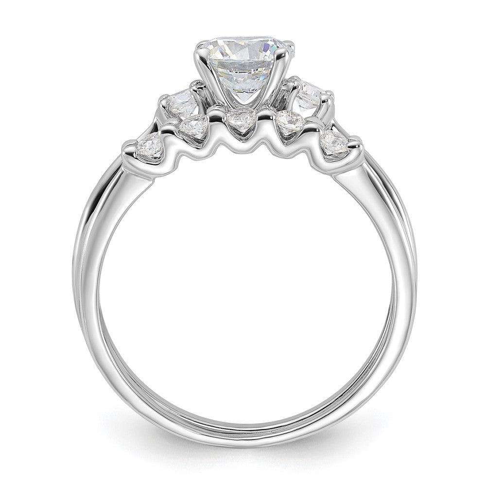 Sterling Silver Rhodium-plated Polished CZ Engagement Ring and Band Set - 3