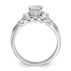Sterling Silver Rhodium-plated Polished CZ Engagement Ring and Band Set - 3