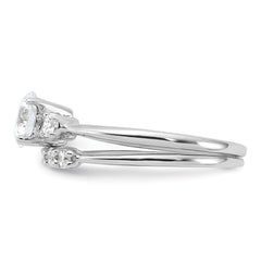 Sterling Silver Rhodium-plated Polished CZ Engagement Ring and Band Set - 2