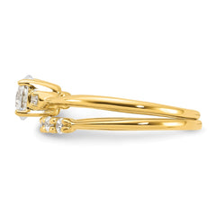 Sterling Silver Gold-Plated CZ Engagement Ring and Band Set - 3
