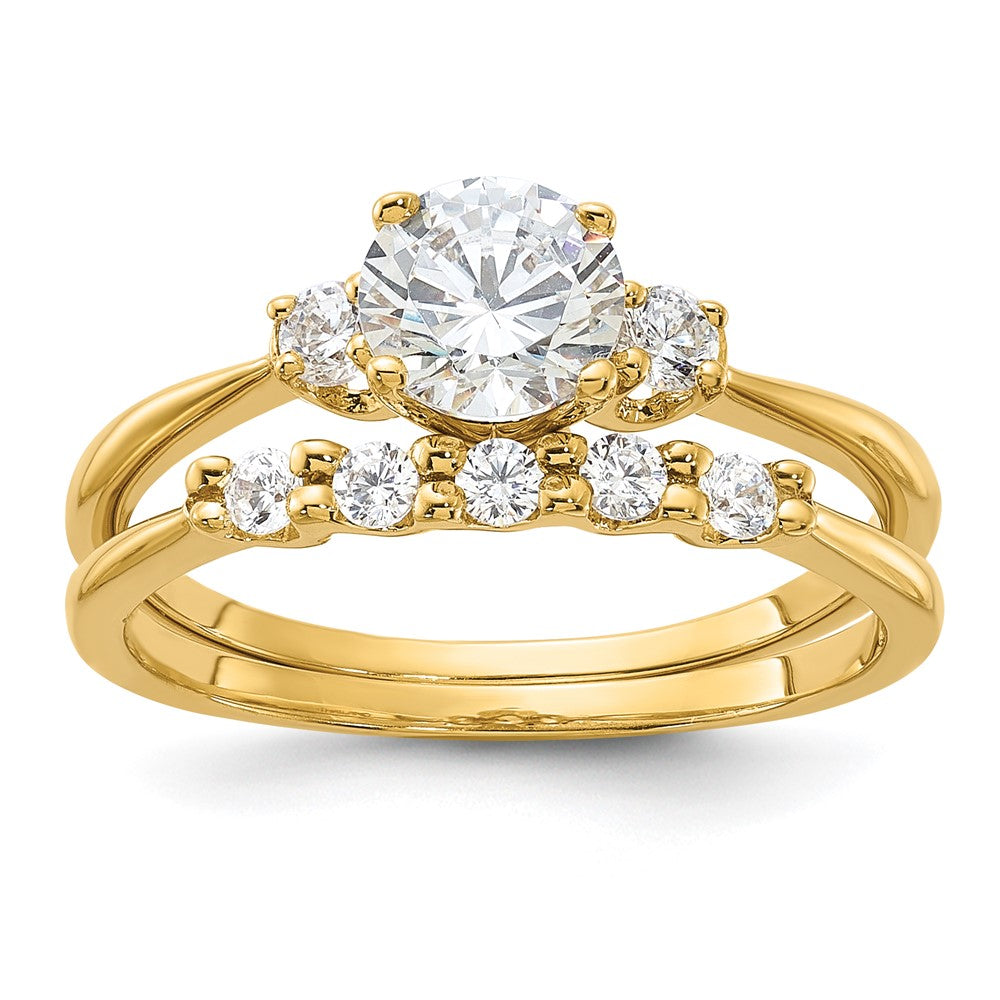 Sterling Silver Gold-Plated CZ Engagement Ring and Band Set - 3