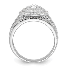 Sterling Silver Rhodium-plated CZ Ring and Band Set - 5