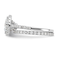 Sterling Silver Rh-plt 11mm CZ Halo Engagement/Eternity Band 2 Ring Set - 2
