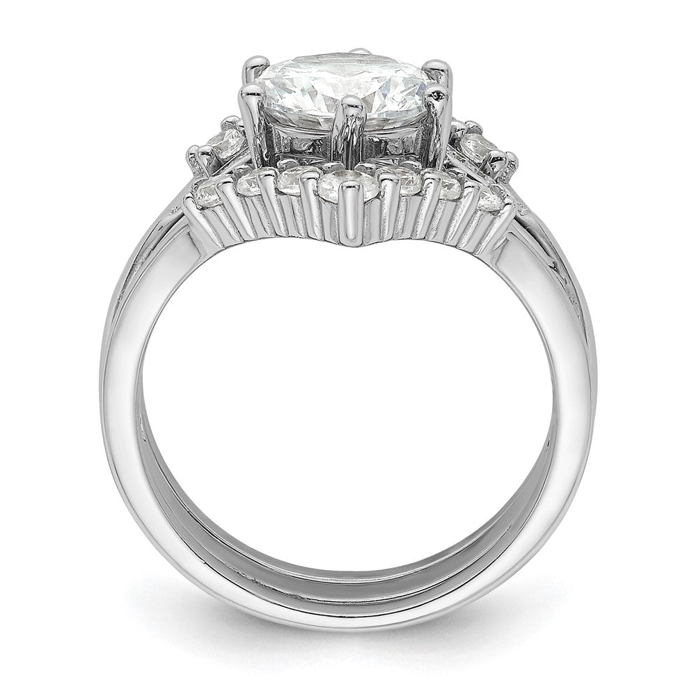 Sterling Silver Rhodium-plated CZ Three Ring Set - 3