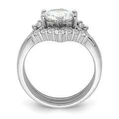 Sterling Silver Rhodium-plated CZ Three Ring Set - 2