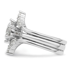 Sterling Silver Rhodium-plated CZ Three Ring Set - 2