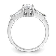 Pure Fire Sterling Silver Rhodium-plated Fancy Marquise CZ Ring