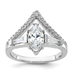 Pure Fire Sterling Silver Rhodium-plated Fancy Marquise CZ Ring