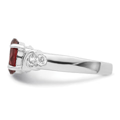 Sterling Silver Rhodium-plated Garnet & CZ Ring - 3
