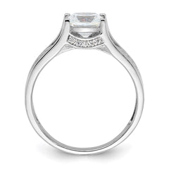 Sterling Silver Rhodium-plated CZ Ring - 7