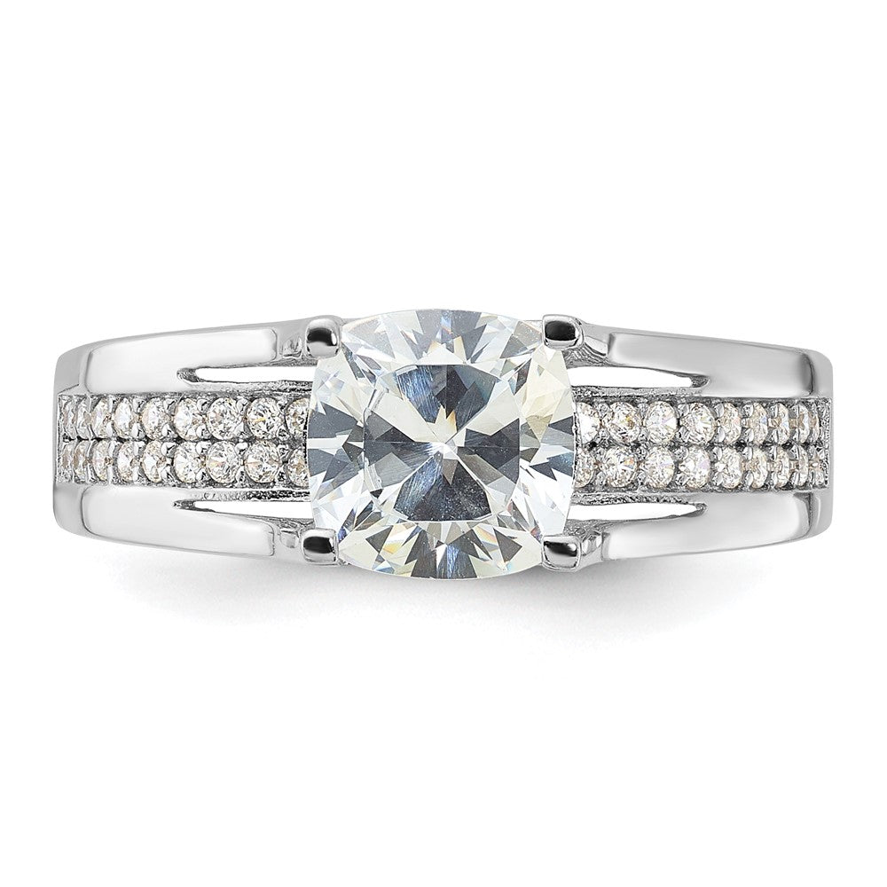 Sterling Silver Rhodium-plated CZ Ring - 7