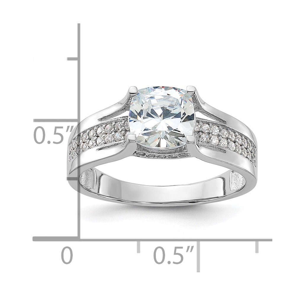 Sterling Silver Rhodium-plated CZ Ring - 7