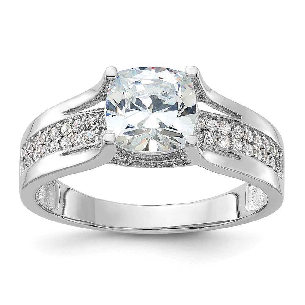 Sterling Silver Rhodium-plated CZ Ring - 7