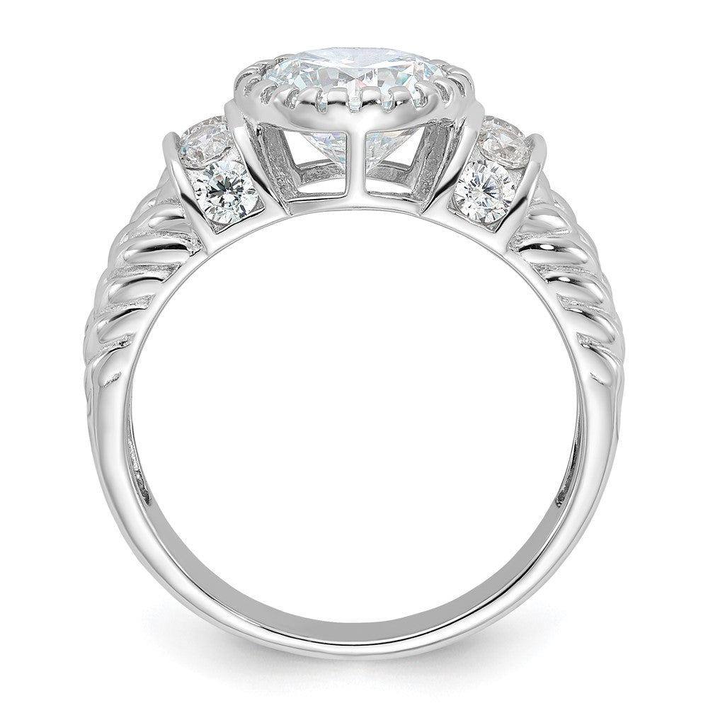 Sterling Silver Rhodium-plated CZ Rope Design Ring - 3
