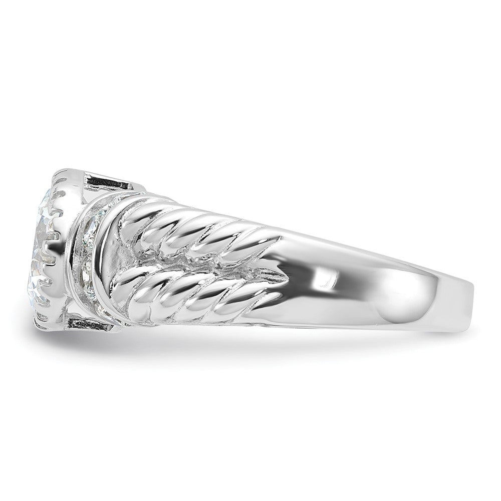 Sterling Silver Rhodium-plated CZ Rope Design Ring - 3
