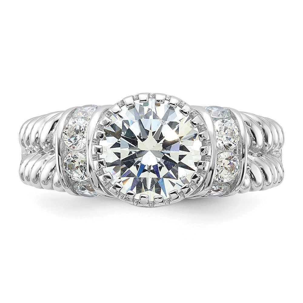 Sterling Silver Rhodium-plated CZ Rope Design Ring - 2