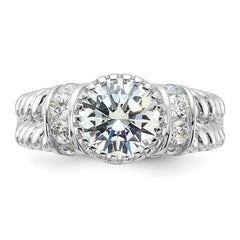 Sterling Silver Rhodium-plated CZ Rope Design Ring - 2