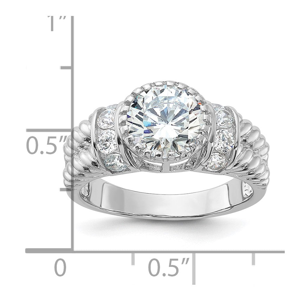 Sterling Silver Rhodium-plated CZ Rope Design Ring - 3