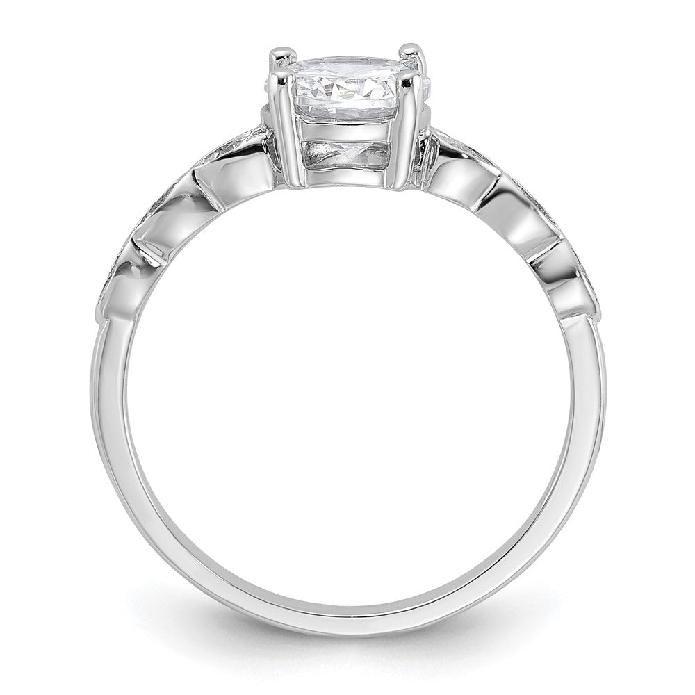 Sterling Silver Rhodium-plated Fancy CZ Engagement Ring - 2