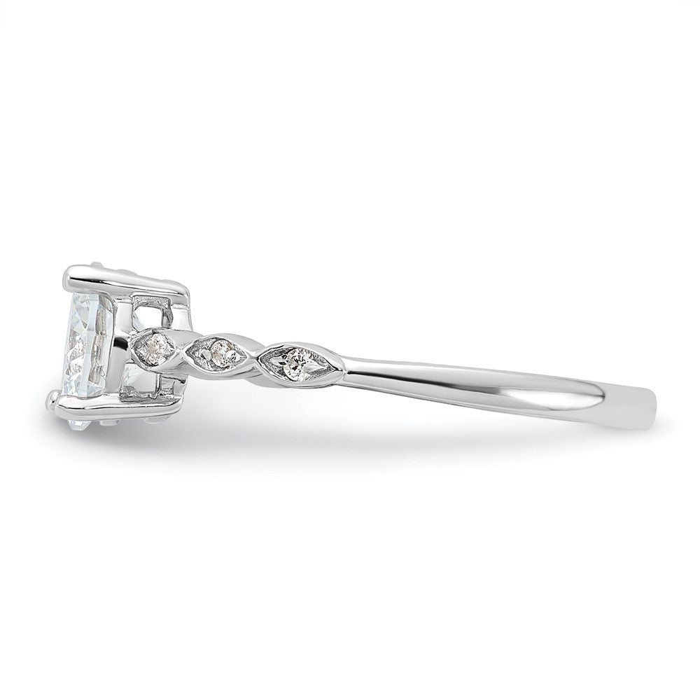 Sterling Silver Rhodium-plated Fancy CZ Engagement Ring - 3