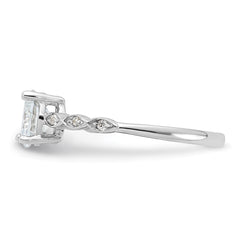Sterling Silver Rhodium-plated Fancy CZ Engagement Ring - 3