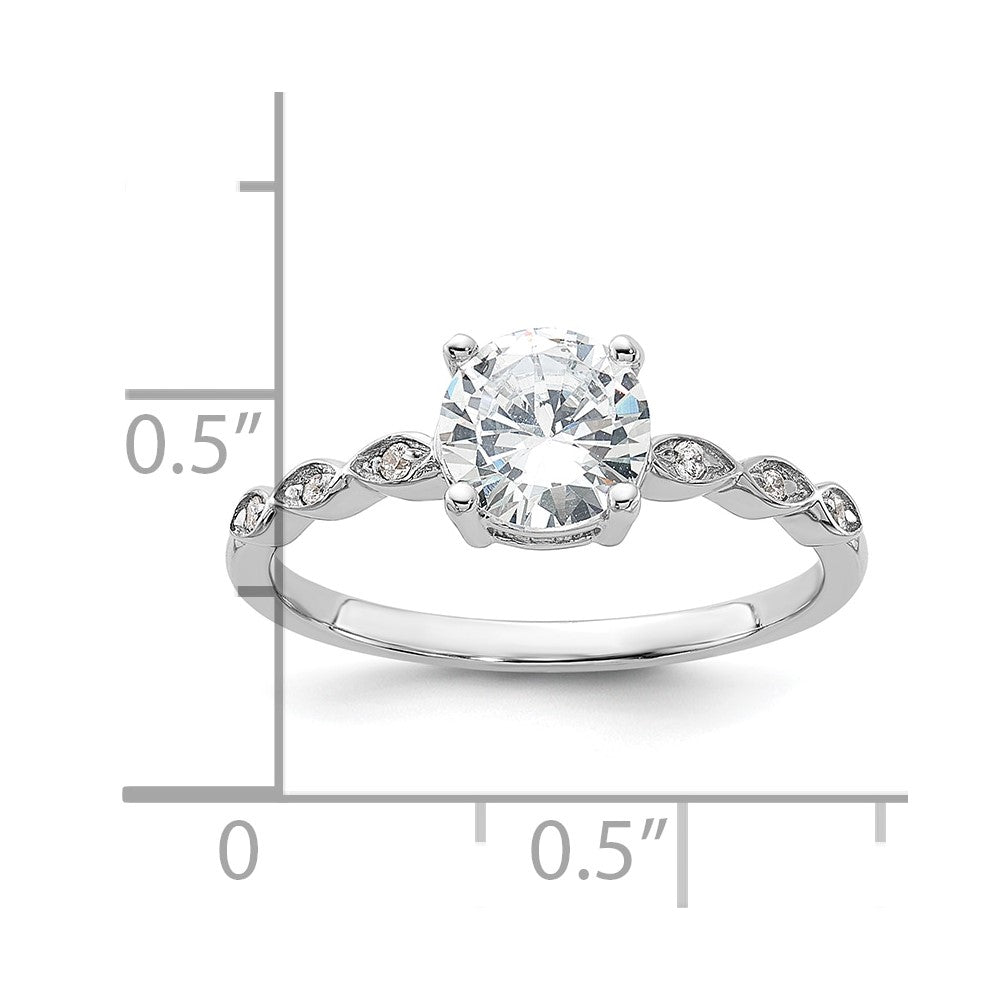 Sterling Silver Rhodium-plated Fancy CZ Engagement Ring - 3
