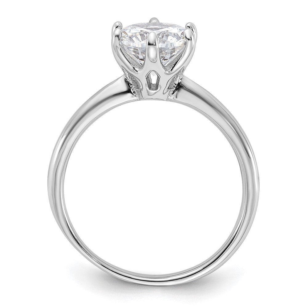 Sterling Silver Rhodium-plated 9mm CZ 6 Prong Solitaire Ring - 3