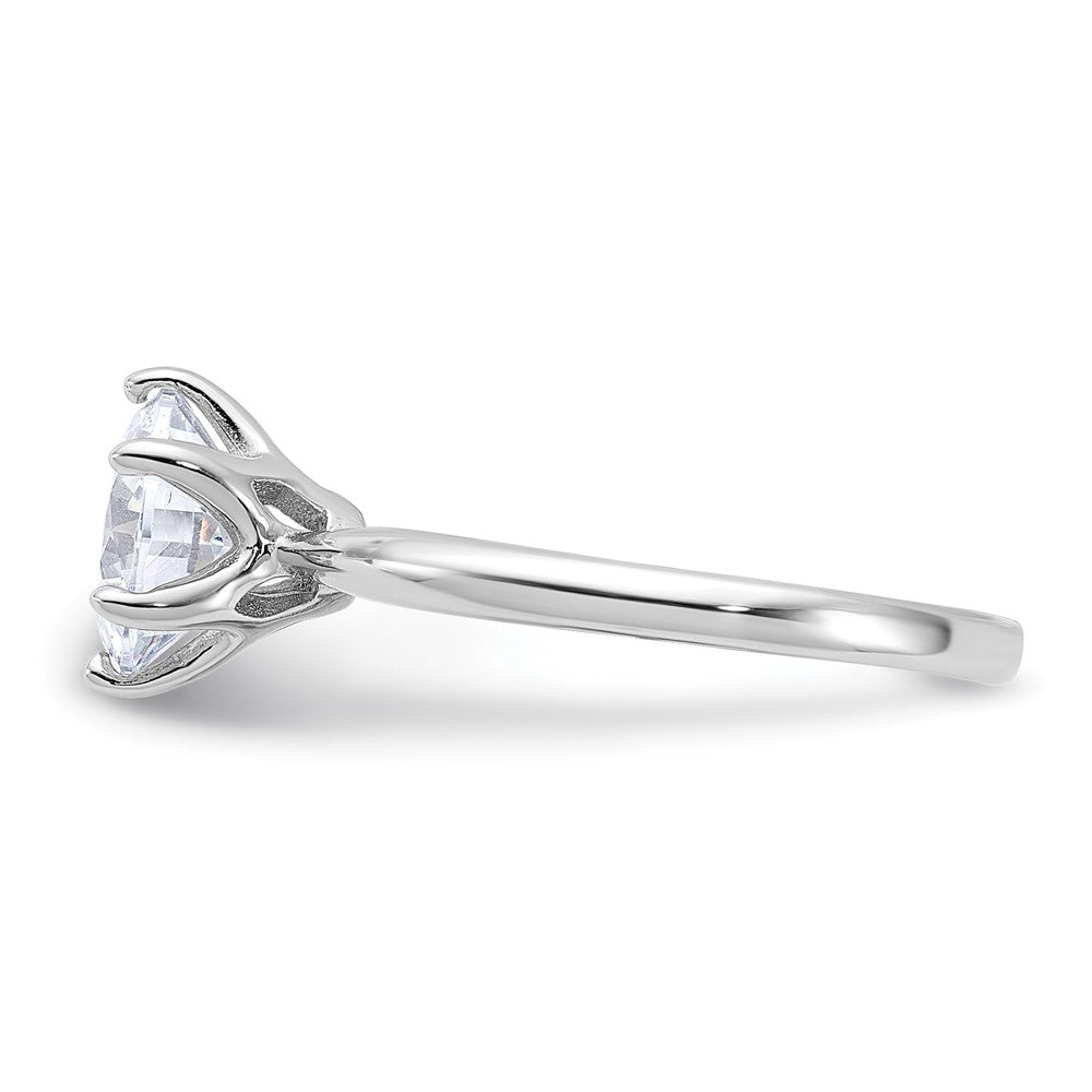 Sterling Silver Rhodium-plated 9mm CZ 6 Prong Solitaire Ring - 3
