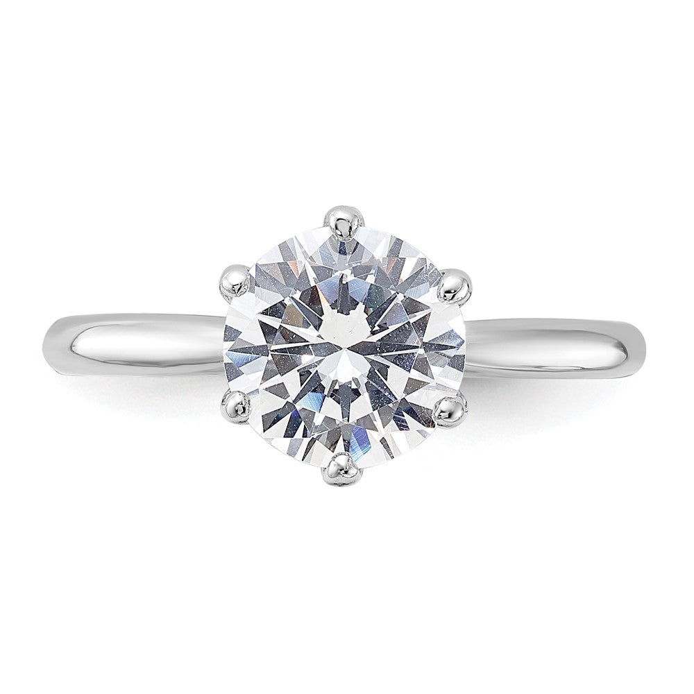 Sterling Silver Rhodium-plated 9mm CZ 6 Prong Solitaire Ring - 3