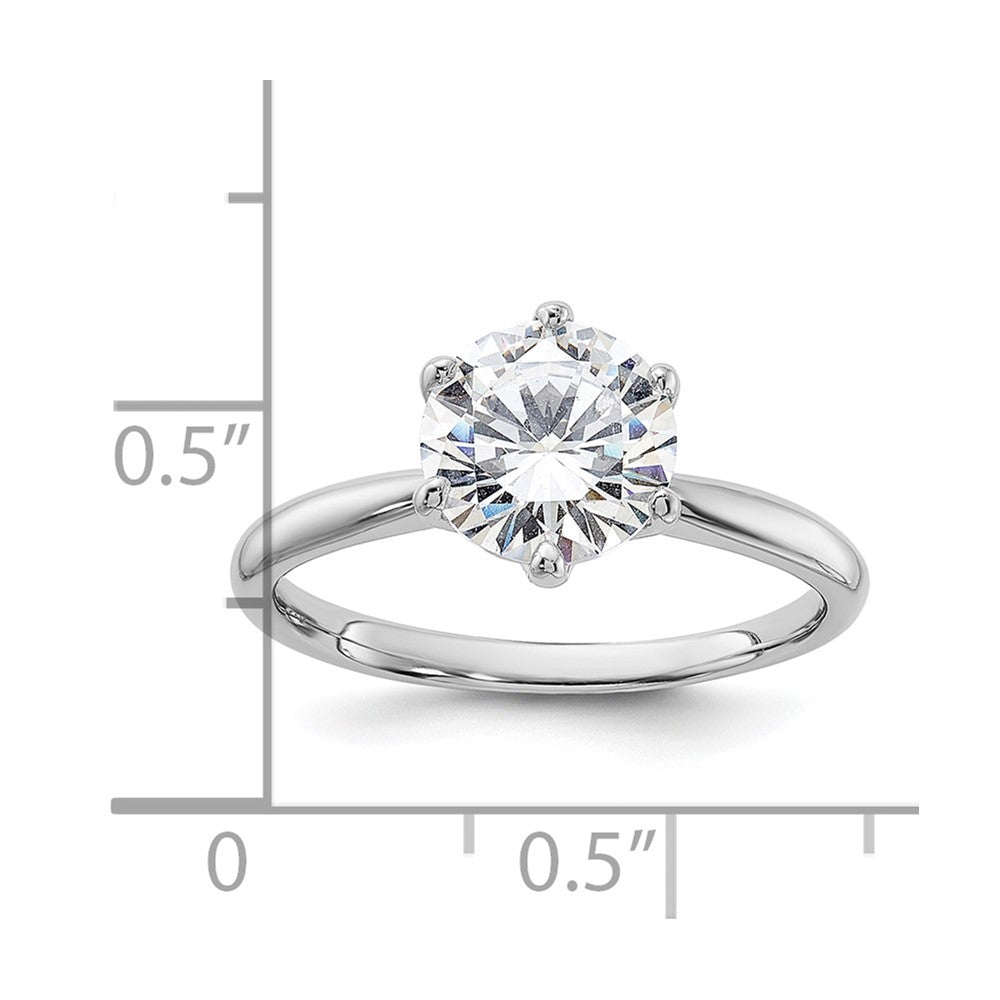 Sterling Silver Rhodium-plated 9mm CZ 6 Prong Solitaire Ring - 3