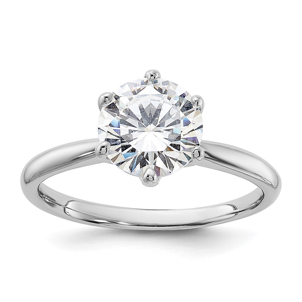 Sterling Silver Rhodium-plated 9mm CZ 6 Prong Solitaire Ring - 3