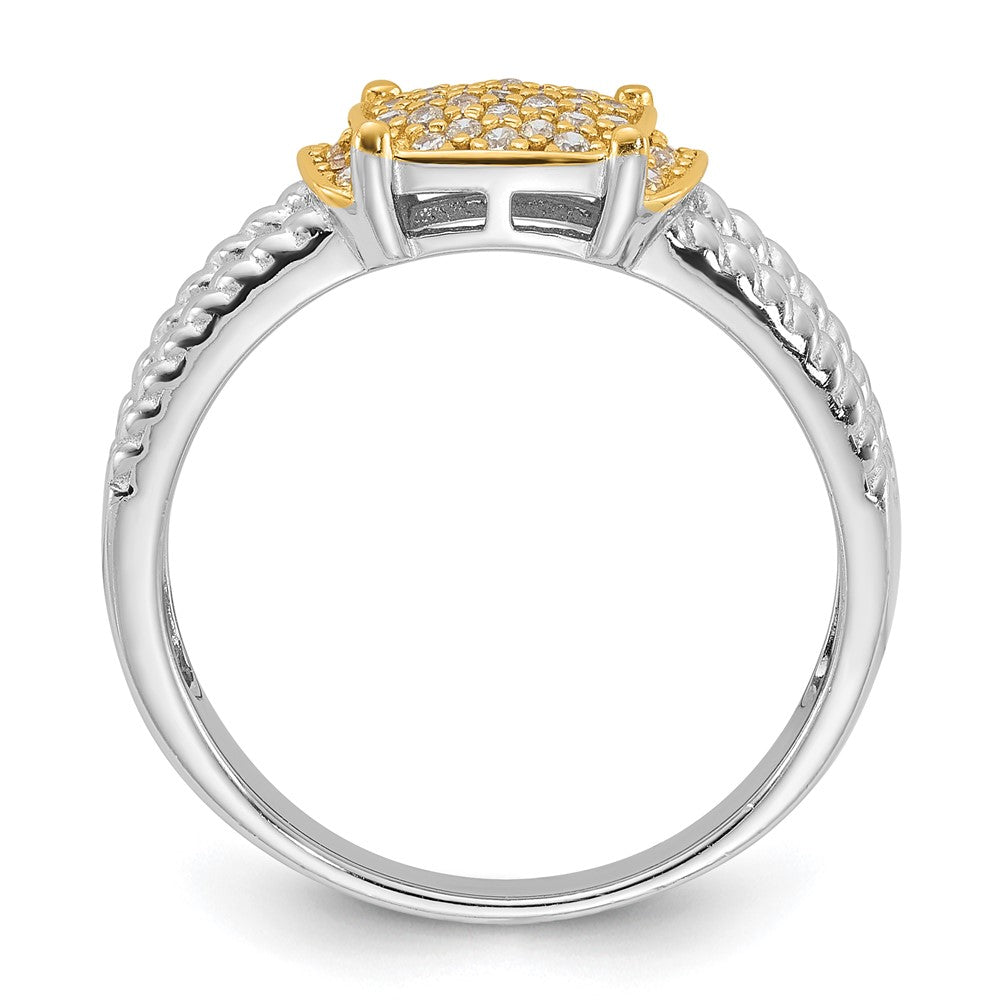 Sterling Silver Rhodium/Gold-tone Pavâ CZ Ring - 3