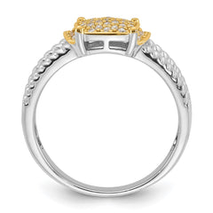 Sterling Silver Rhodium/Gold-tone Pavâ CZ Ring - 3