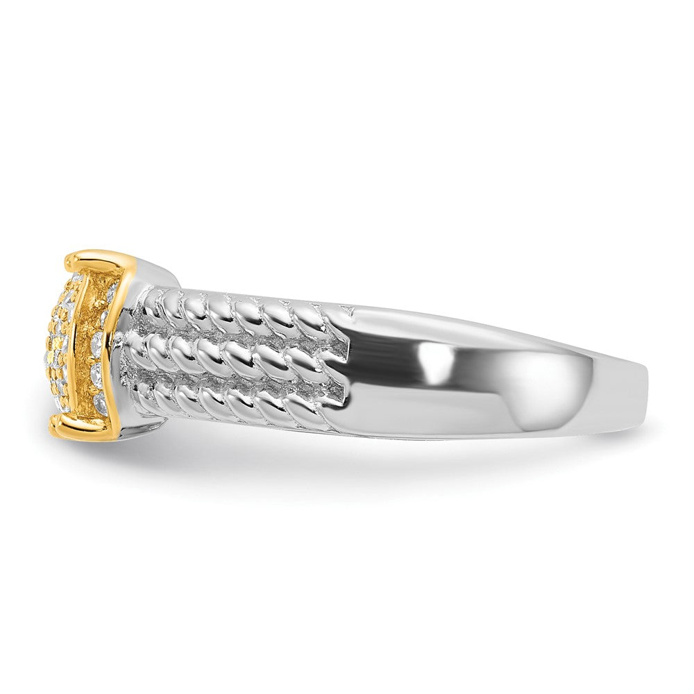 Sterling Silver Rhodium/Gold-tone Pavâ CZ Ring - 3