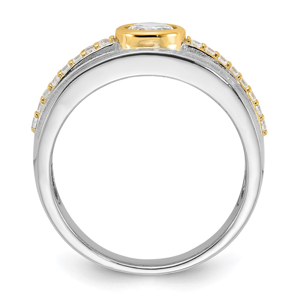 Sterling Silver Rhodium/Gold-tone CZ Ring - 3