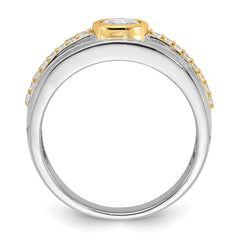 Sterling Silver Rhodium/Gold-tone CZ Ring - 3