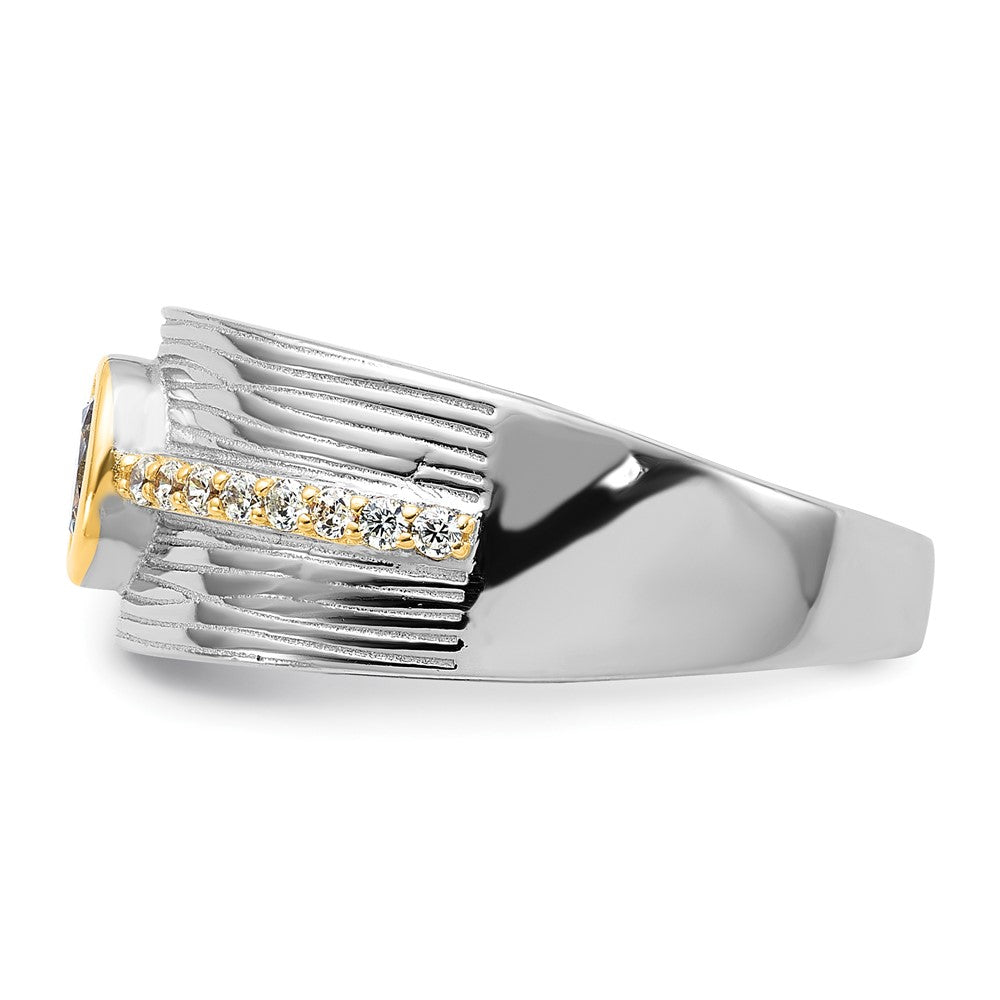 Sterling Silver Rhodium/Gold-tone CZ Ring - 3