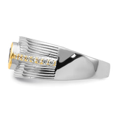 Sterling Silver Rhodium/Gold-tone CZ Ring - 3