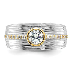 Sterling Silver Rhodium/Gold-tone CZ Ring - 3