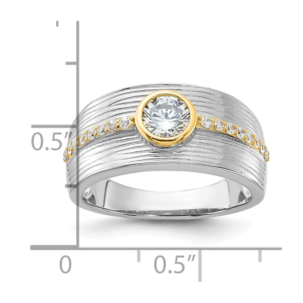 Sterling Silver Rhodium/Gold-tone CZ Ring - 3