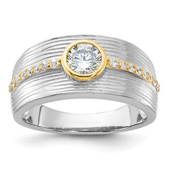 Sterling Silver Rhodium/Gold-tone CZ Ring - 3