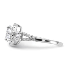 Sterling Silver Rhodium-plated CZ Halo Ring - 3