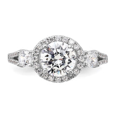 Sterling Silver Rhodium-plated CZ Halo Ring - 3