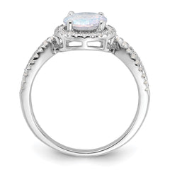 Sterling Silver Rhodium-plated Iridescent CZ Halo Ring - 3