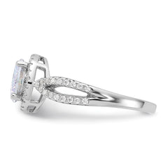 Sterling Silver Rhodium-plated Iridescent CZ Halo Ring - 3