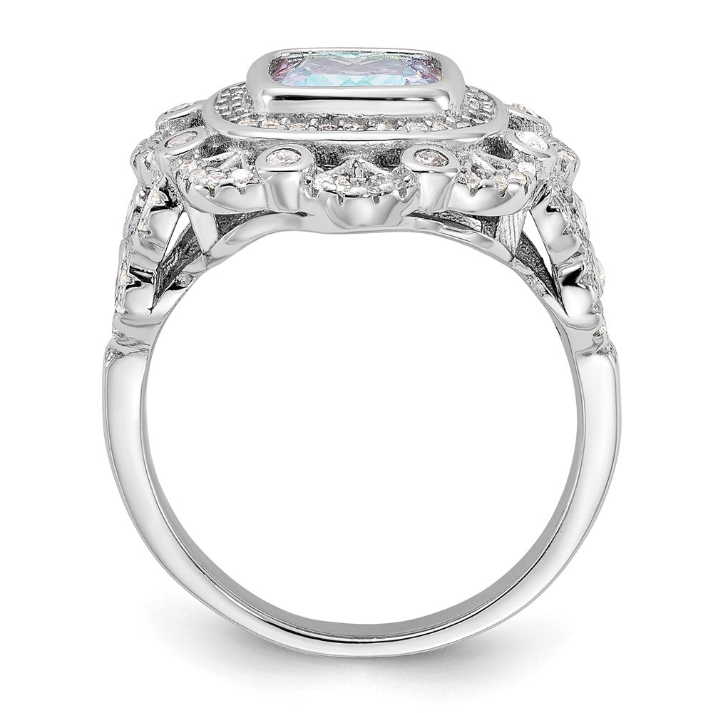 Sterling Silver Rhodium-plated Clear and Iridescent CZ Ring - 2
