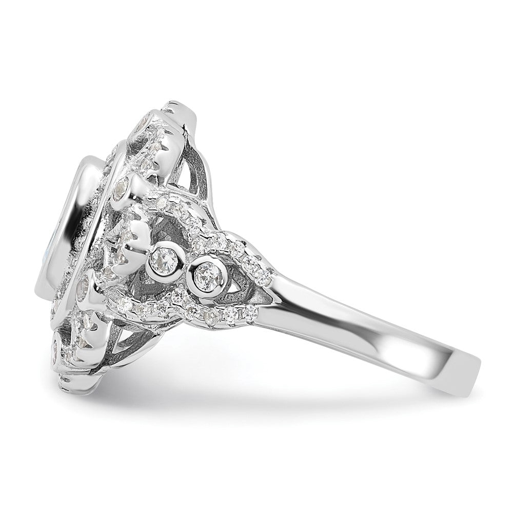 Sterling Silver Rhodium-plated Clear and Iridescent CZ Ring - 4