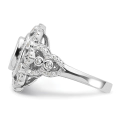 Sterling Silver Rhodium-plated Clear and Iridescent CZ Ring - 4