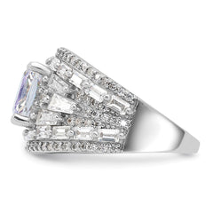 Sterling Silver Rhodium-plated Clear and Iridescent CZ Ring - 6